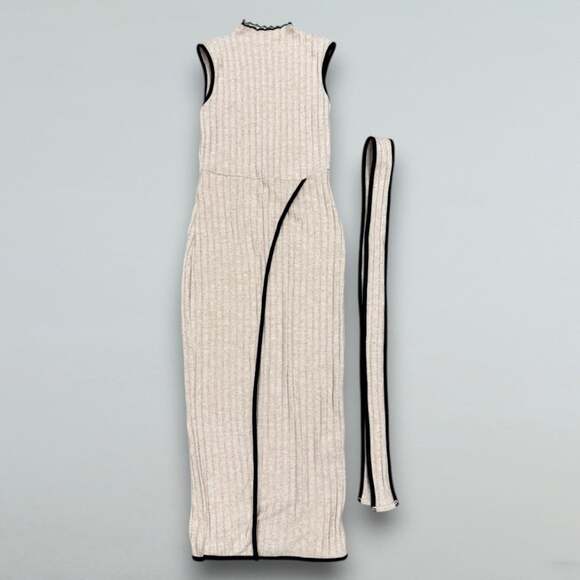 SHEIN Dresses & Skirts - Ribbed Knit Mock Neck Belted Maxi Dress XS US 2